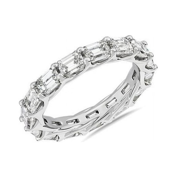 2.00 T.C.W VS1 Emerald Shaped Natural Diamond Latest Design Eternity Band for Anniversary Solid 14K White Gold Size 7