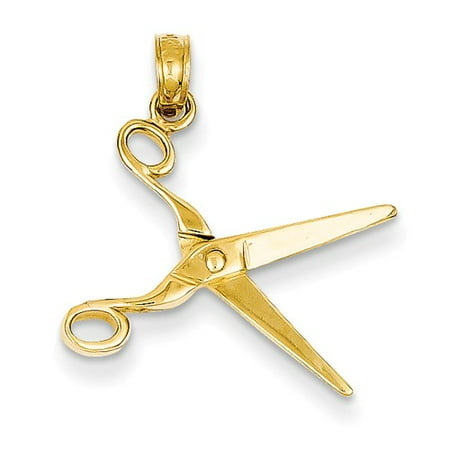 14k Yellow Gold 3-D Moveable Scissors Pendant