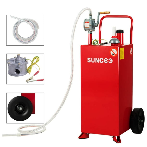 SUNCOO 30 Gallon Fuel Tank on Wheels, Portable Gas Caddy, Fuel Storage
