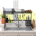 thumbnail image 7 of Stainless Steel 2-Tier Kitchen Organizer Rack - Holds Up to 88lbs, Includes Utensil Holder, Fits Under Sink up to 33.6"/31.4", Perfect for Dishes & Cutlery Storage, 7 of 7