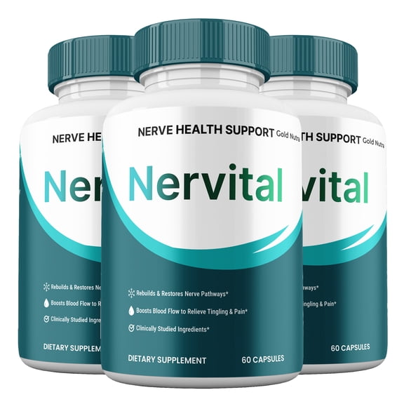 (3 Pack) Nervital Capsules, Nervi tal Supplement for Nerve Health, Advanced Maximum Strength Pills Cognitive and Brain 