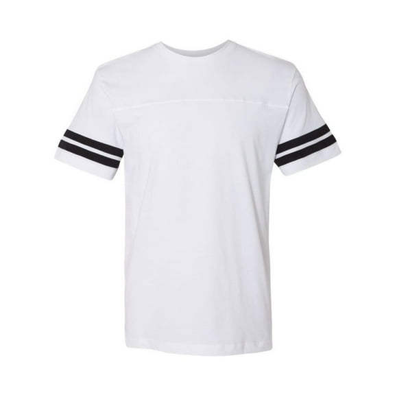 LAT Mens Fine Jersey Crew Neck Short Sleeve Football Tee (6937) White/Black, S