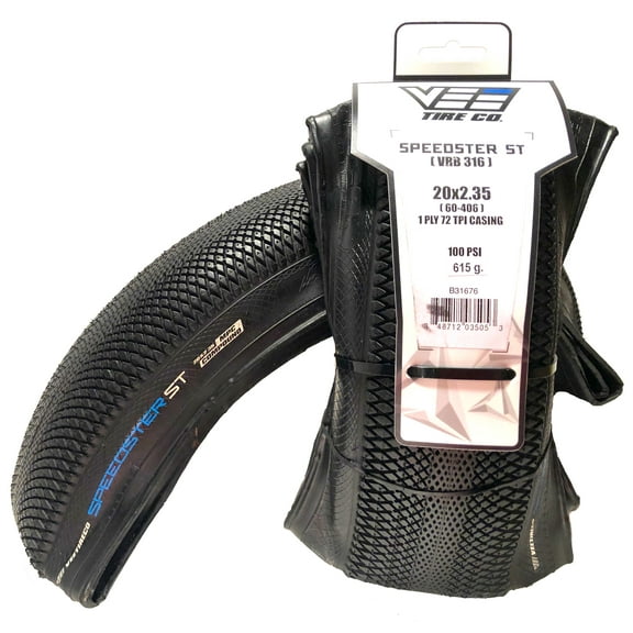 2 Vee Tire BMX Speedster 20x2.35 Folding Bead Black Sidewall Bike Tires 60-406