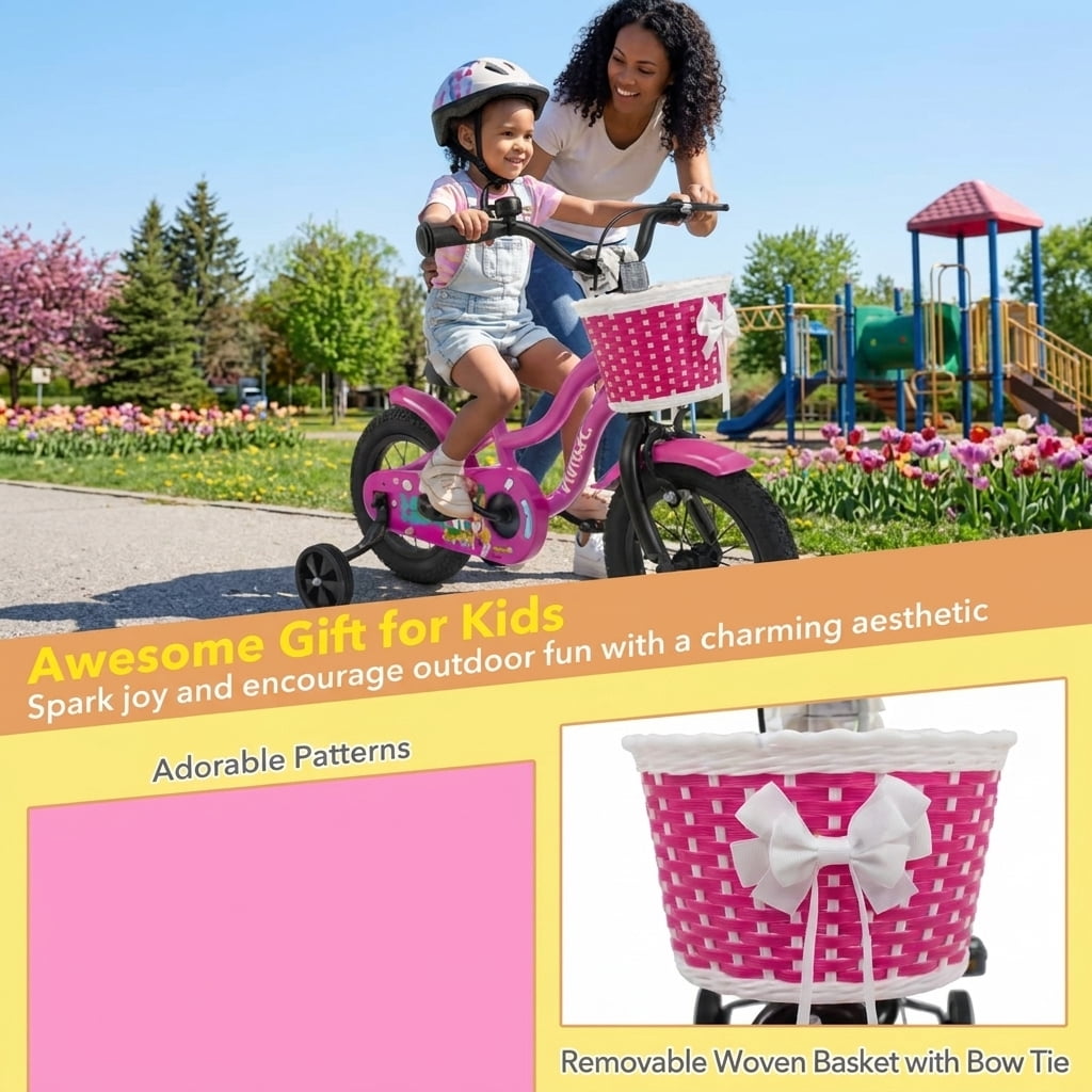 Redsmile Kids Bike 12 Inch with Training Wheels for Toddlers Boys Girls Ages 3-4 Years Old, 12 Inch Kids Bicycle with Adjustable Seat and Coaster Brake, Beginner Kids Bike, Multicolor
