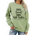 thumbnail image 1 of Sudadera informal de manga larga verde oliva con cuello redondo, estampado de letras y corte holgado, talla L, 1 of 5