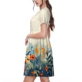 thumbnail image 2 of Balery Floral Mountain Landscape Vestidos sueltos de manga corta para mujer, vestidos de verano 2025, vestidos casuales de corte A con vuelo., 2 of 6