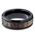 thumbnail image 2 of Silly Kings 8mm Black Tungsten Carbide Wedding Band Deer Antler Ring Design Comfort Fit, 2 of 3