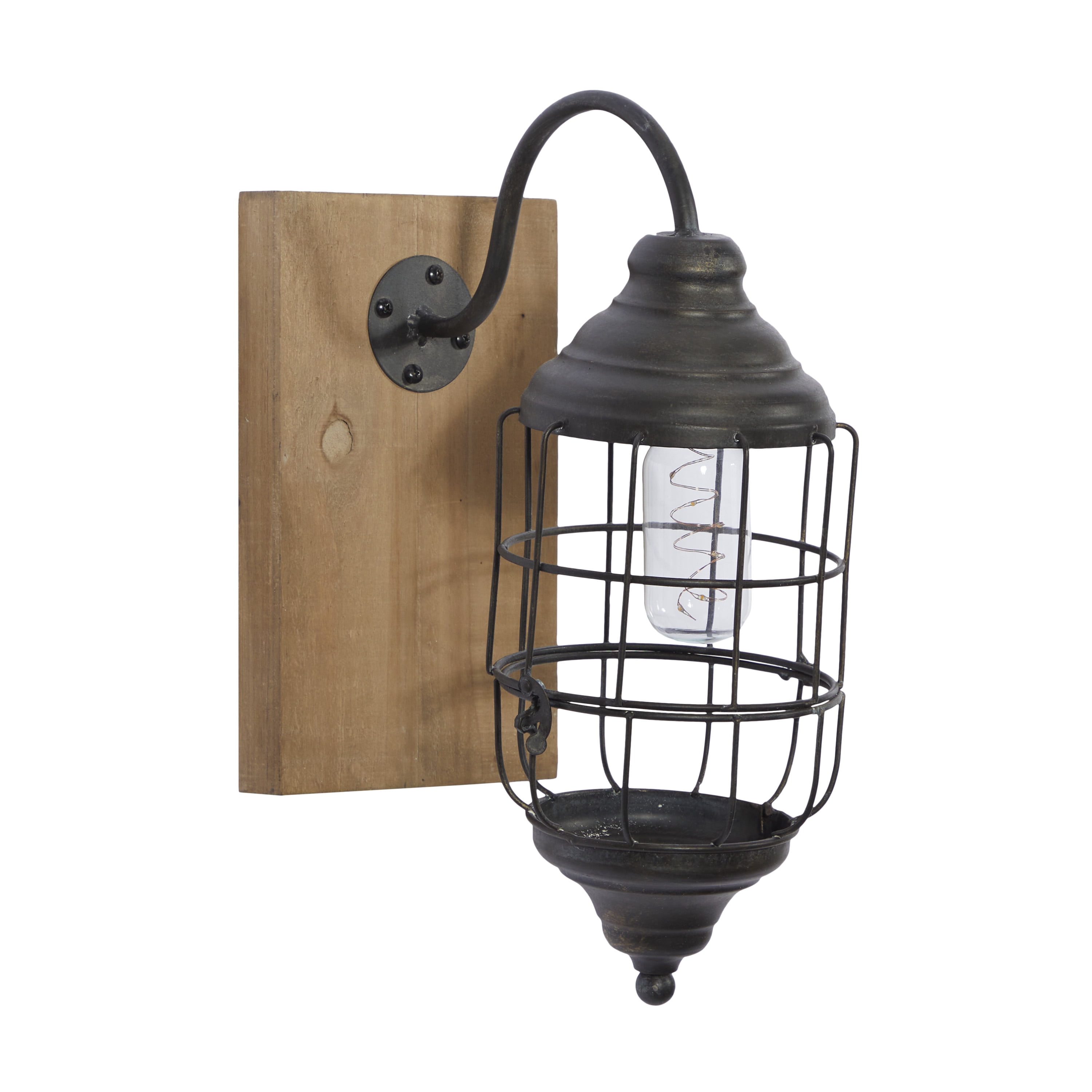 DecMode 6.25"W, 15"H Metal Industrial Candle Wall Sconce, Black, 1 - Piece