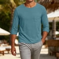 thumbnail image 4 of Long Sleeve T Shirt for Men Solid Color Basic Crew Neck Tops Casual Comfy Work Top Breathable Pullover Tshirt Navy M, 4 of 9
