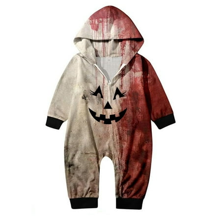 

SwoHaoen Halloween Pajamas For Family - Pumpkin Face Hooded Onesies For Family Hoodie Footie Baby:12-18 Months