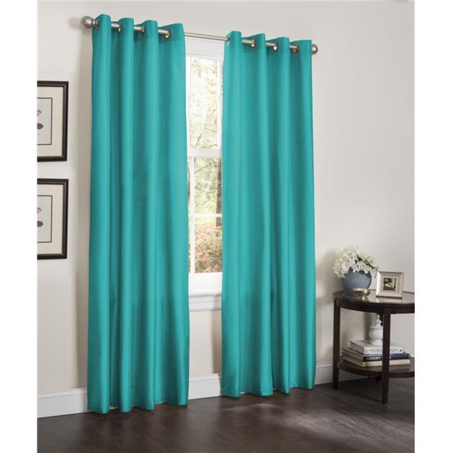 Linen Store CP407032 54 x 90 in. Erin Double Pass Rod Pocket Curtain Panel, Turquoise