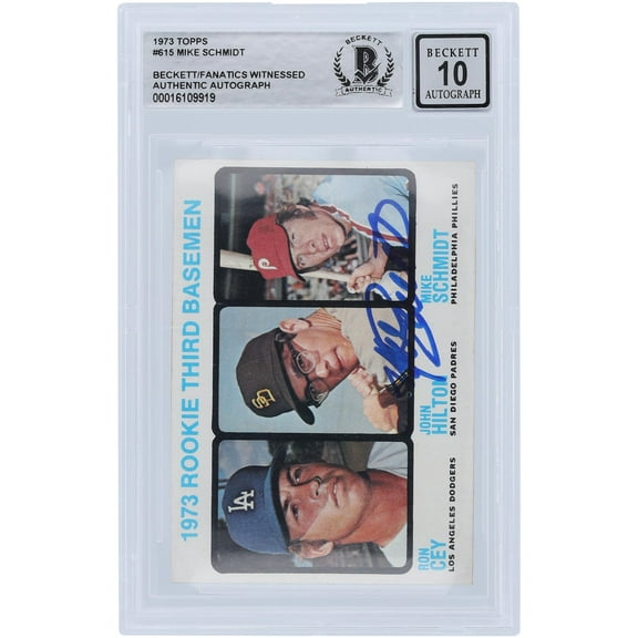 Mike Schmidt Philadelphia Phillies Autographed 1973 Topps Series 2 #615 Beckett Fanatics Witnessed Authenticated 10 Rookie Card - Fanatics Authentic Certified