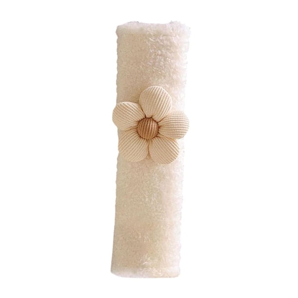 Funda para cinturón de seguridad de coche, cojín protector cómodo y transpirable, accesorio para coche Flor blanca