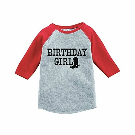

7 ate 9 Apparel Girl s Cowgirl Birthday Red Baseball Tee