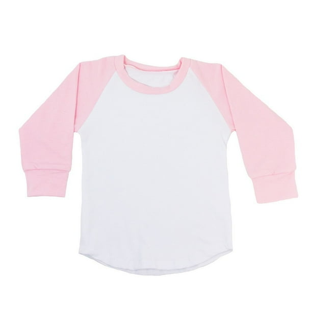 Dress Up Dreams Boutique - Unisex Little Kids Light Pink Two Tone Long Sleeve Raglan Baseball T