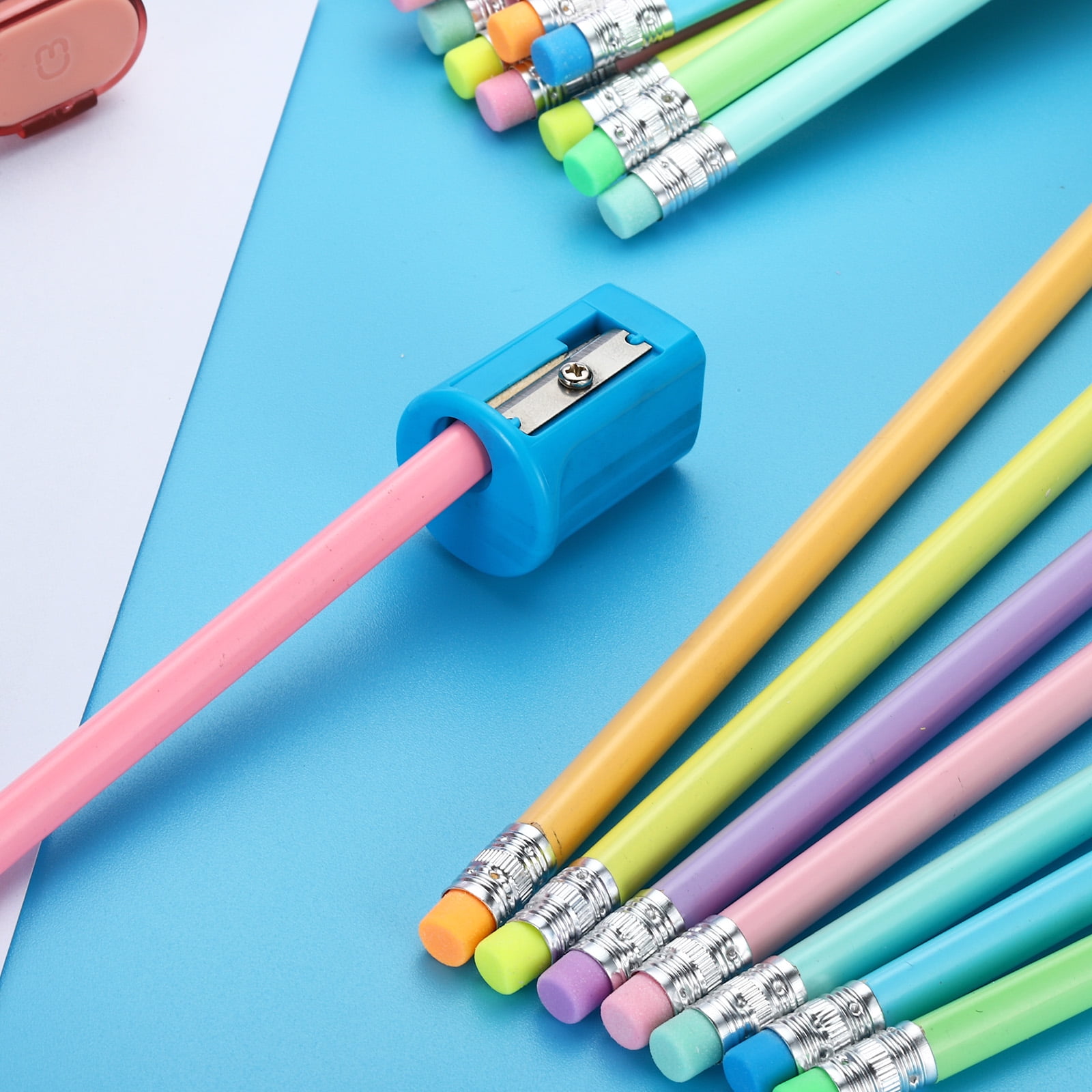 Uxcell Round Pencils, 48 Pack HB Graphite Pencils with Eraser Wood Pencils Cute Pencil for Classroom, Blue