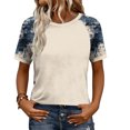 thumbnail image 2 of Warop Women's Short Sleeve T-Shirt with Raglan Sleeve and All-Over Print, Casual Spring Summer Fashion for Daily Wear, 2 of 8