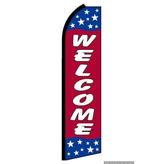 OnPoint Wares| Welcome Swooper Flag | Advertising Flag/Business Flags | 11.5ft x 3.5ft