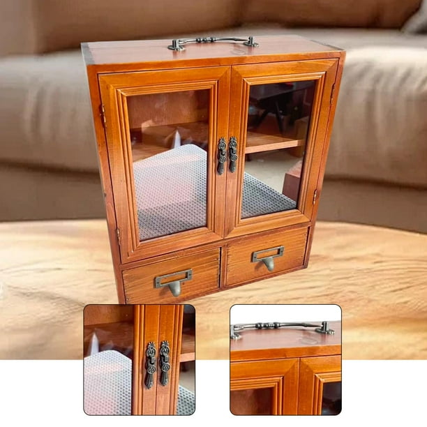 Mueble de almacenamiento retro, organizador de escritorio con cajones, colección rústica de madera, vitrina para muebles de colección, tocador para el