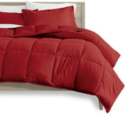 Bare Home 7-Piece Bed-In-A-Bag - California King (Comforter Set: Red, Sheet Set: White)