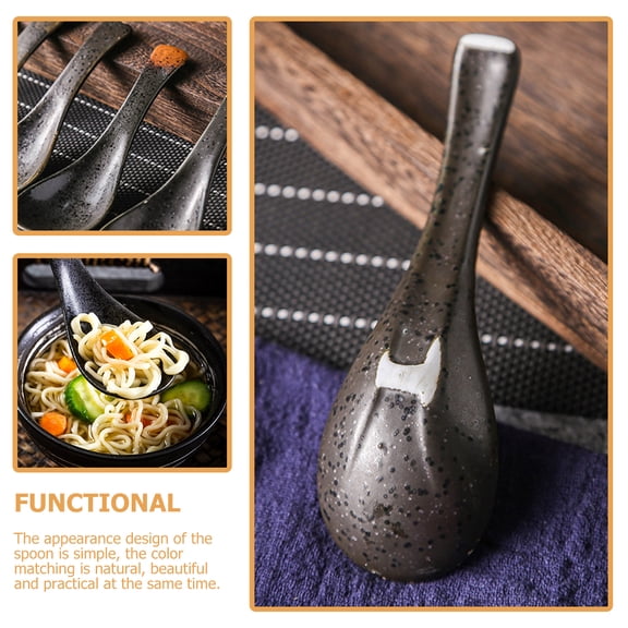 Hieromout 4-Pack Ceramic Japanese Ramen Soup Spoons for Noodles and Rice, Asian Cuisine Tableware Set