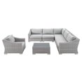 thumbnail image 3 of Modway Conway Sunbrella? Outdoor Patio Wicker Rattan 7-Piece Sectional Sofa Set in Light Gray Gray, 3 of 11