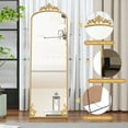 thumbnail image 3 of HLR 65"x21"Gold Arched Full Length Mirror, Floor Mirror with Carved Metal Frame, Body Dressing, 3 of 7