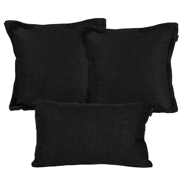 Set de 3 Cojines Decorativos (2 Cuadrados + 1 Rectangular) Belu Negro
