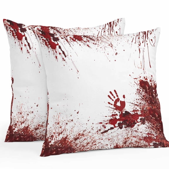 Outdoor Waterproof Pillow Covers Halloween Bloody Handprint Decorative Throw Pillow Protectors,Horror Blood Bloody Palm Pillowcase Cushion Cases for Patio Sofa Garden Couch,16x16in,Pack of 2