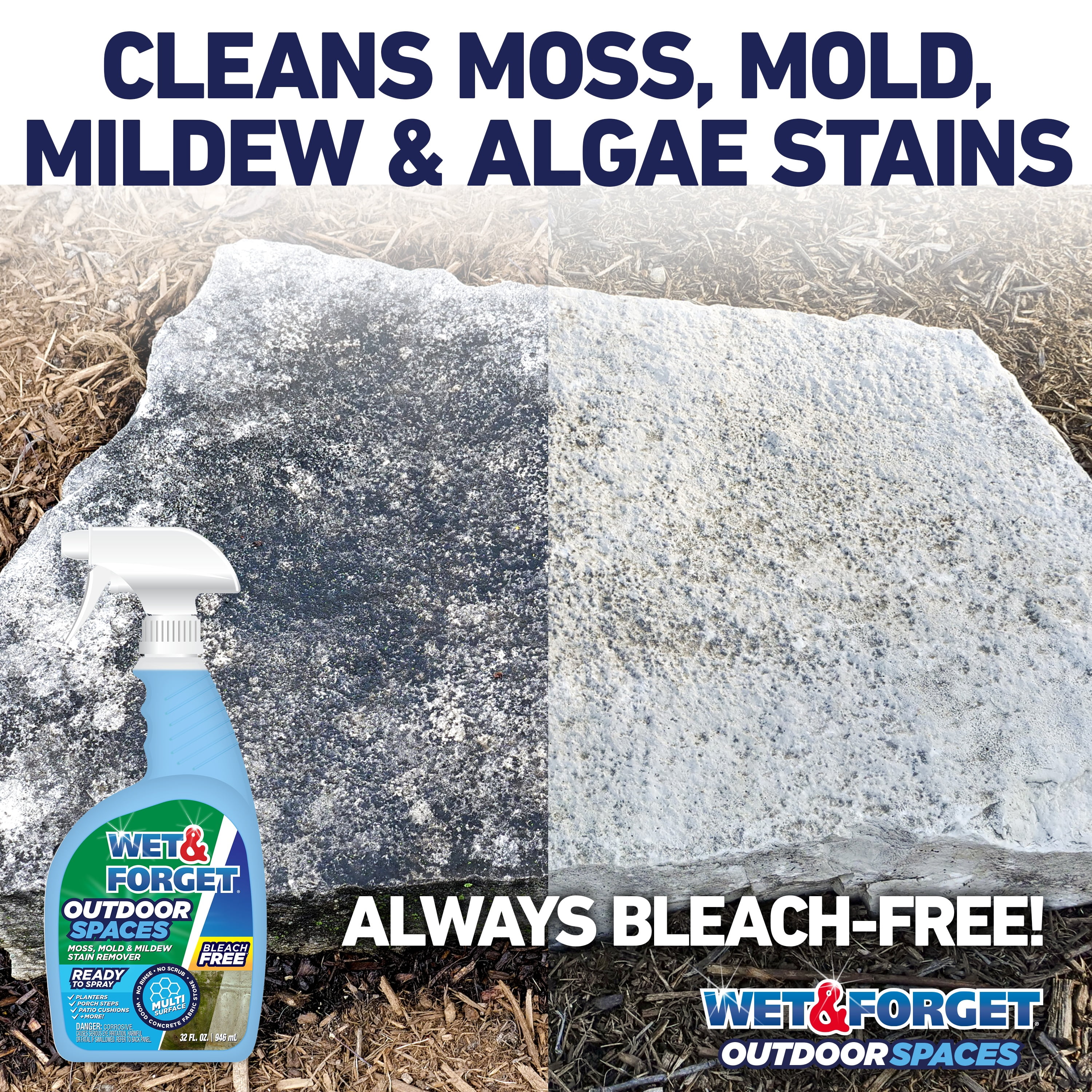 Wet & Forget Outdoor Spaces Moss, Mold, Mildew, and Algae Stain