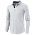 thumbnail image 3 of Miluxas Men's Waffle Long Sleeve Polo Shirt Lapel Button Workout T-Shirt Slim Fit Golf Shirts White, 3 of 7
