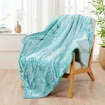 Home Soft Things Tip Dyeing Light Faux Fur Throw - Blue Turqoise - 50" x 60"