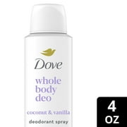 Dove Womens Whole Body Deodorant Spray Invisible Coconut & Vanilla Aluminum Free, 4 oz