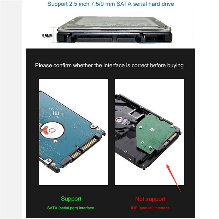 USB 3.0 Sata External Hard Drive Case 2.5 Inch Enclosure Plug Play Caddy  HDD SSD for Windows