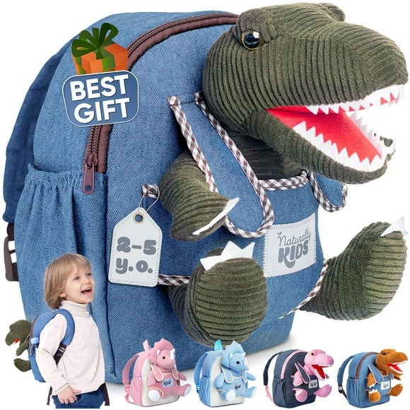 Mochila Naturally KIDS con diseño de dinosaurio con peluche para niños de 2 a 5 años
