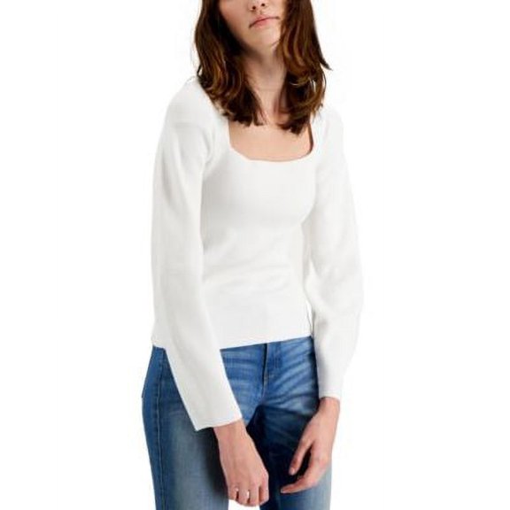 MSRP $80 Inc International Concepts Ribbed Square-Neck Sweater White Size Small
