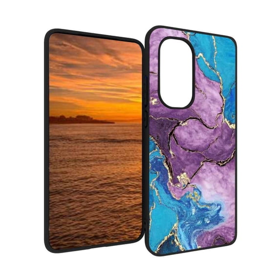 Compatible with Motorola Moto Edge 2022 Phone Case, Blue-Marble-49 Case Silicone Protective for Teen Girl Boy Case for Motorola Moto Edge 2022
