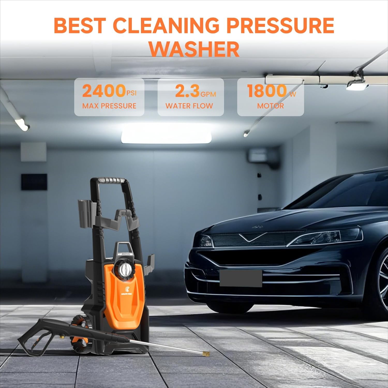 Giraffe Tools Electric High Pressure Washer, Max 2400 PSI, 2.3 GPM Power Washer Portable, 20+32 ft