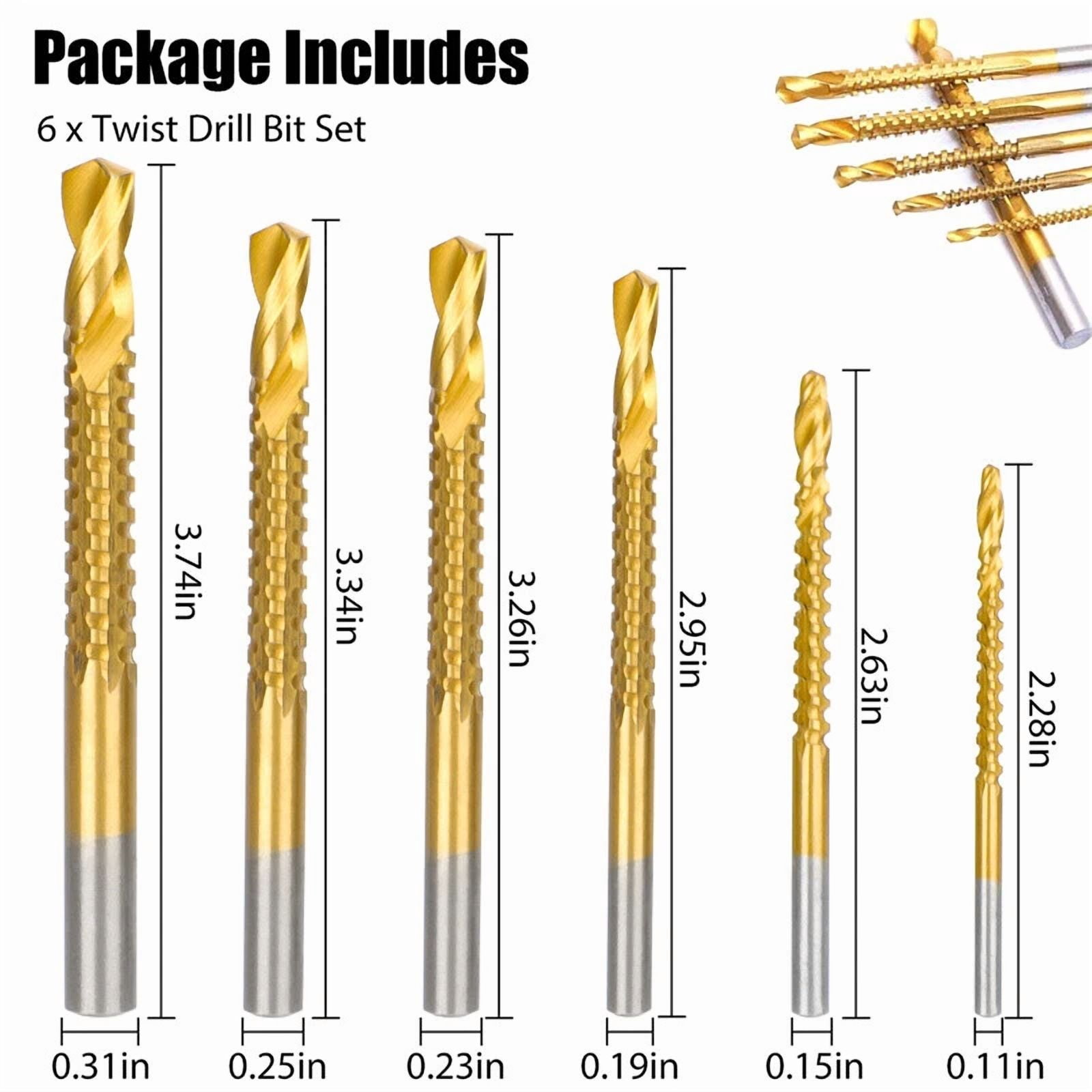 CRESTIN- 6Pc Twist Drill Bit Set Power Tool Accessories Screw Holes For Wood Metal 20%Off