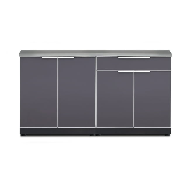 NewAge Products Armoire de Cuisine Extérieure en Aluminium, Ensemble de 3 Pcs avec Couvercles
