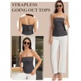 thumbnail image 5 of Strapless Tube Tops for Women Backless Going Out Bandeau Top Sexy Trendy Off Shoulder Side Split Summer Bustier Tops, 5 of 5