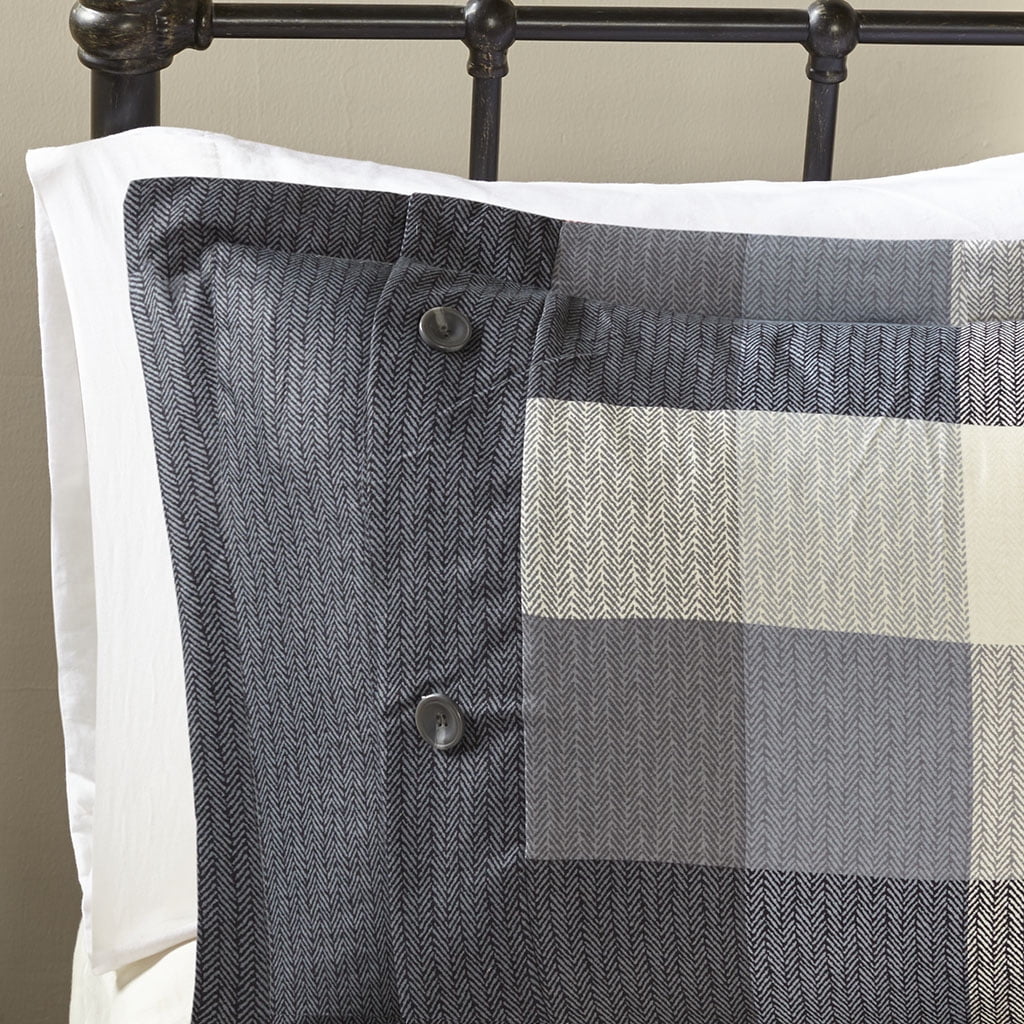 Home Essence Warren Grey Herringbone Plaid 7 Piece Comforter Set, Cal King