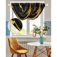 thumbnail image 3 of Waterfall Valances for Windows, Marble Black Kitchen Sheer Valance Curtains, Vintage Gold Art Abstract Farmhouse Rod Pocket Elegant Swag Valances for Living Room Bedroom, 47.2"x38.5", 3 Panel, 3 of 8