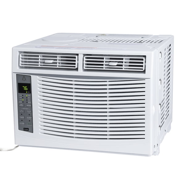 Smart WiFi Window Air Conditioner - 6000 BTU, Cools Rooms Up to 350 Sq Ft, APP & Remote Control, Includes Easy-Install Kit, 115V, White