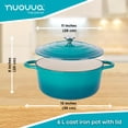 thumbnail image 2 of Olla holandesa de hierro fundido esmaltado Nuovva con tapa - Cacerola antiadherente de 6.4 cuartos - Resistente y apta para horno hasta 260 °C para hornear pan, estofar, guisar y asar - 28 cm verde az, 2 of 5