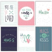 Thinking of You Hello Greeting Cards, Friendship Cards, 100-Pack, 4 x 6 inch, 6 Fun Modern Cover Designs, Blank Inside,