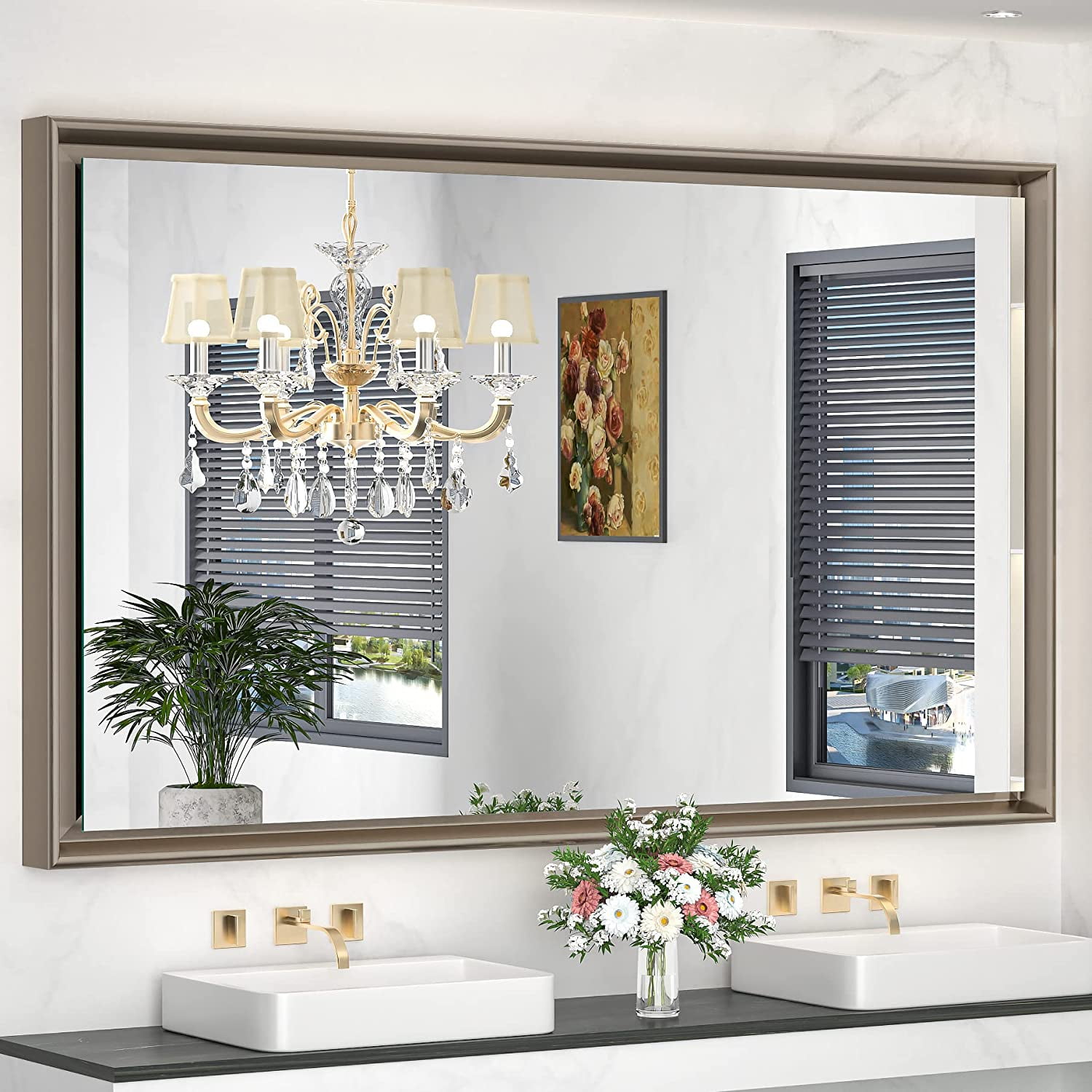 Vosuja 60x36 Inch Bathroom Mirrors for Wall, Metal Framed Wall Mirrors