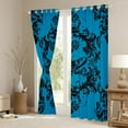 thumbnail image 3 of Homewish Blue Black Damask Curtains Pack of 2 (42x84 Each),Gothic Skull Moth Curtains Blackout,Retro Victorian Pattern Bedroom Curtains For Men Women,Ultra Soft Home Decor, 3 of 6