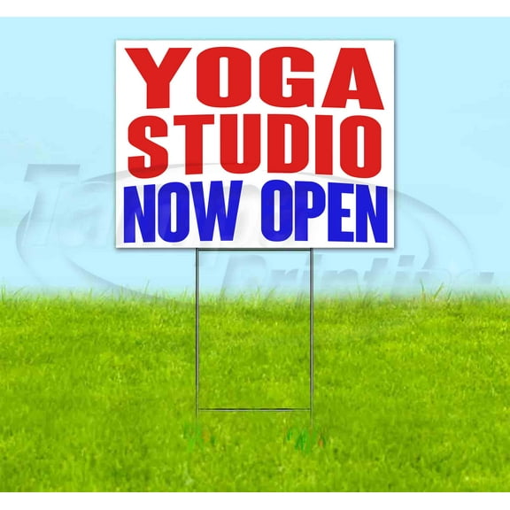 Yoga Studio Now Open (18" x 24") Yard Sign, Includes Metal Step Stake
