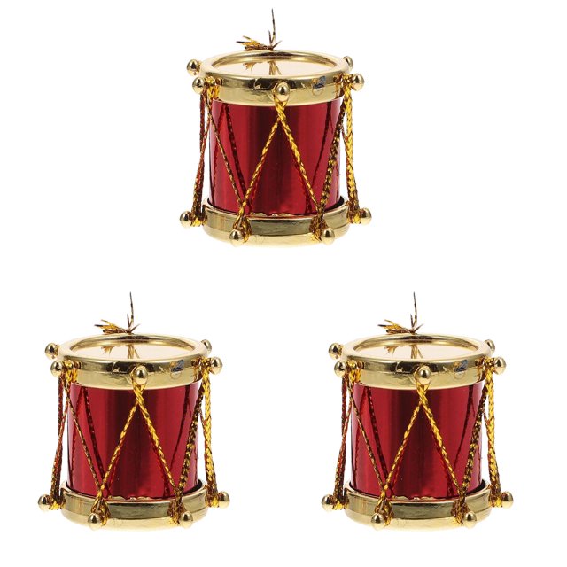 YWIYIUD Red Glitter Mini Drum Christmas Tree Decorations, Desktop Instruments Ornament Christmas Holiday Wedding Party Decor, Tree Hanging Decor, Wedding NewYear Christmas Decor 1/2/3/4PCS